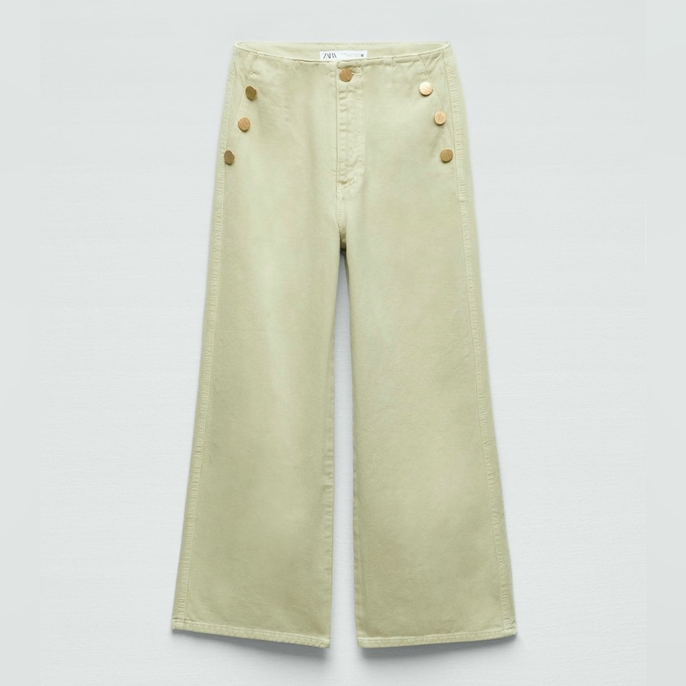 ZARA CROPPED Z1975 WIDE LEG
BUTTONED JEANS Size 38 USA 6 NWT